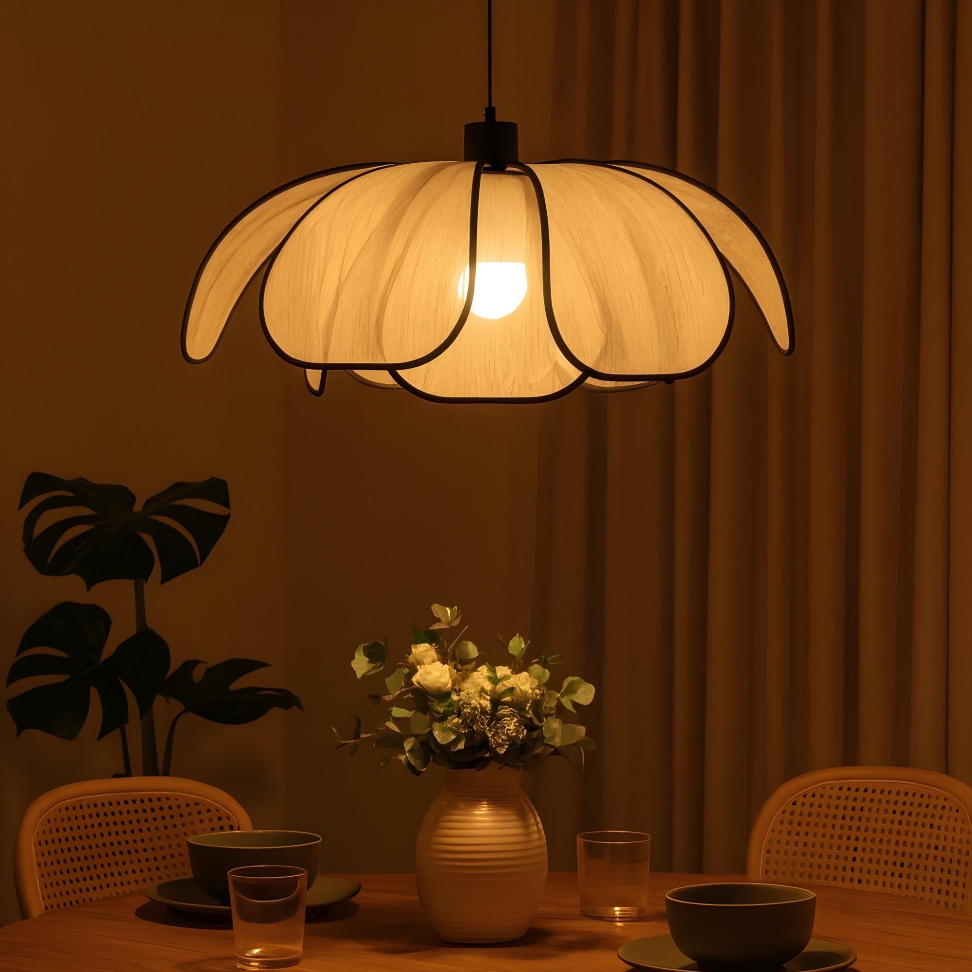 Handmade Organza White Fabric Japanese Style Pendant Lamp